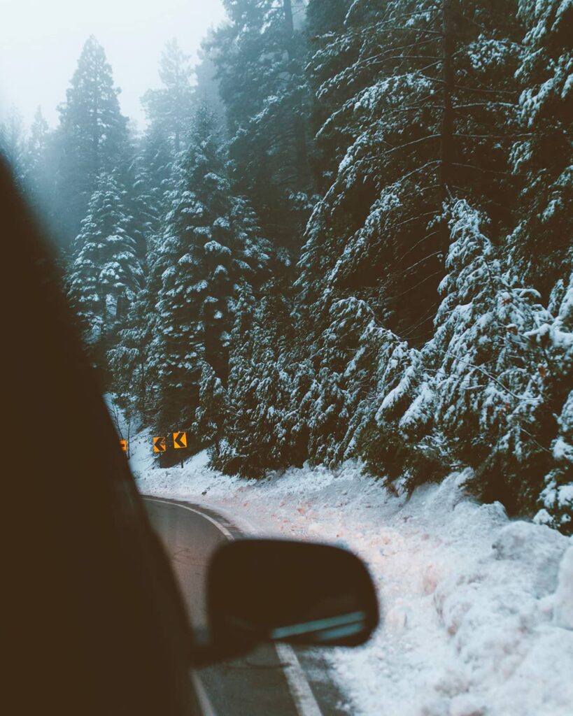 Winter roadtrip in a convertible car