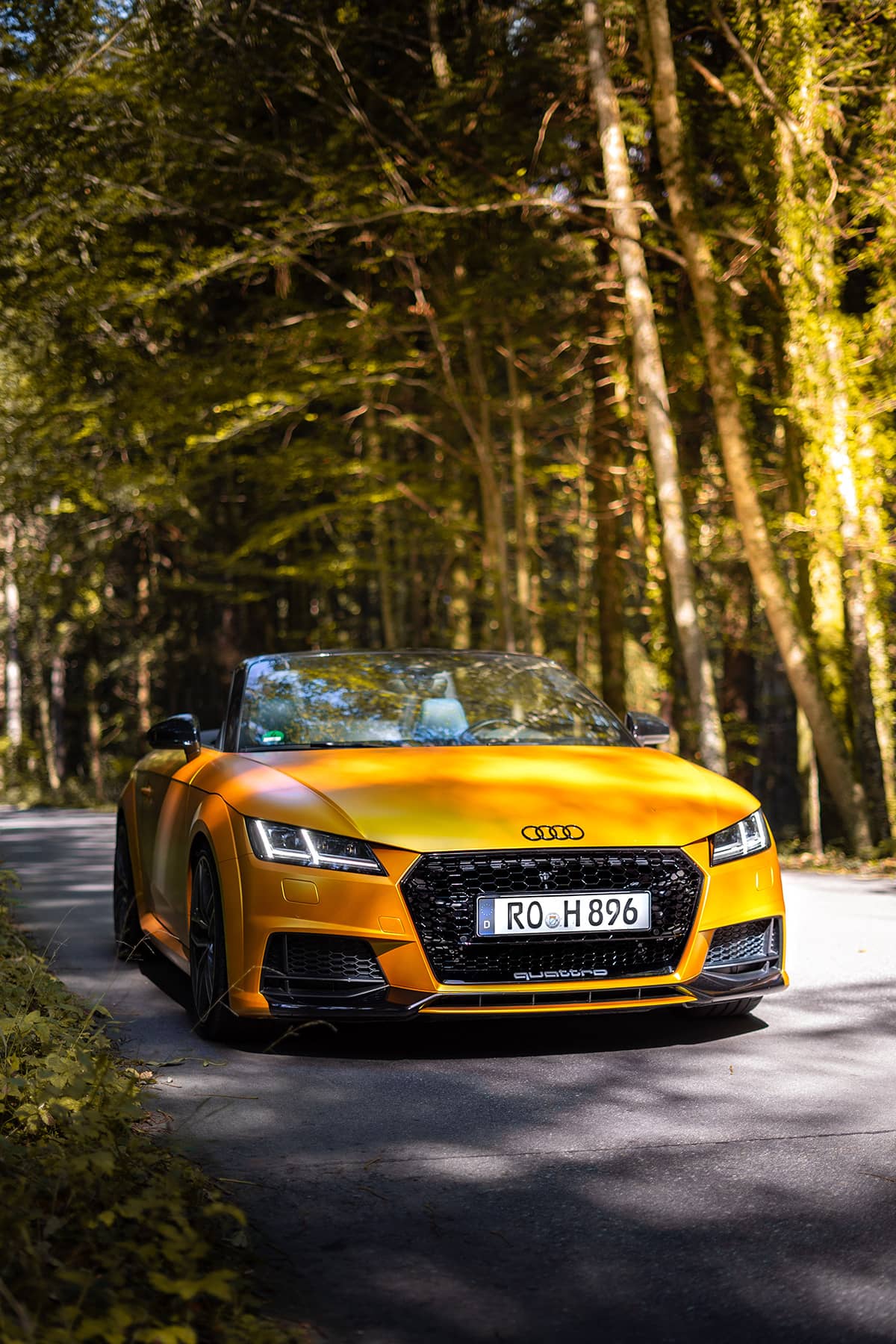 Yellow Audi TT MK3 FV/8S with RS honeycomb grille