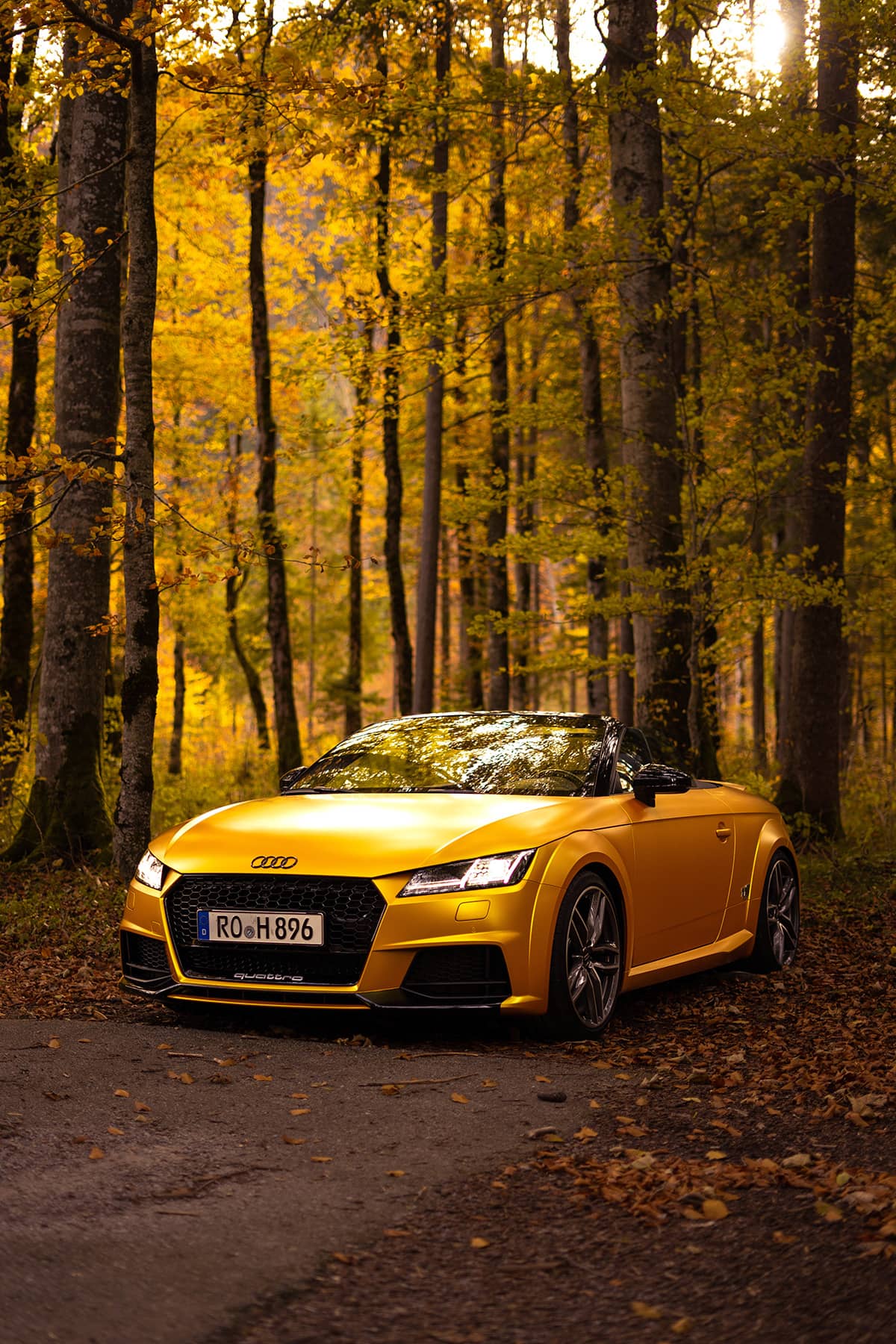 Lowered Audi TT convertible with lowered suspension and stock wheels