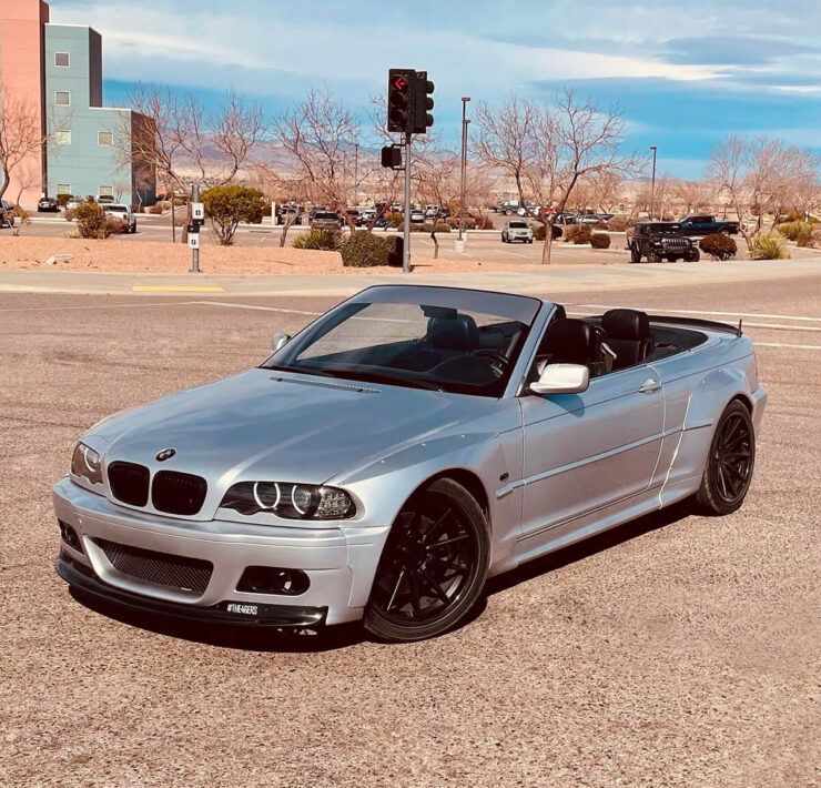 BMW E46 convertible with wide-body fenders