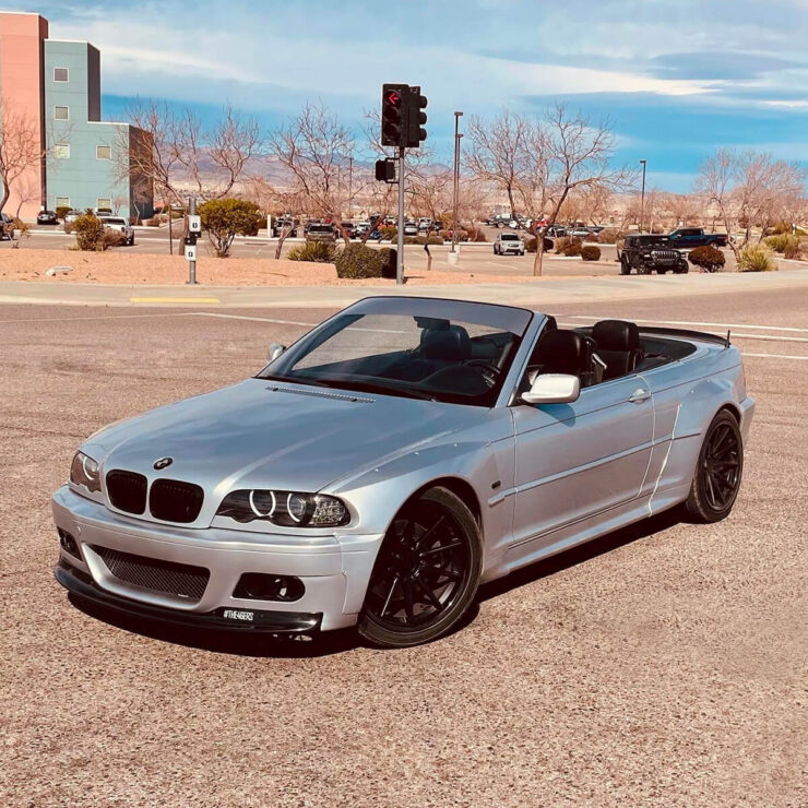 BMW E46 convertible with wide-body fenders