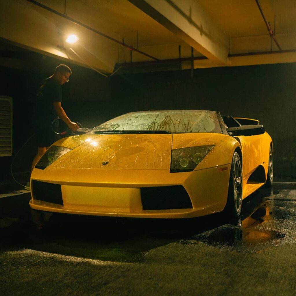Open Top Lamborghini at the car wash