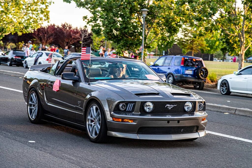 Ford Mustang GT convertible with a roll bar