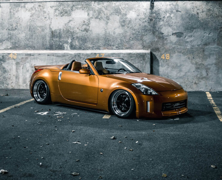 Nissan 350Z roadster with lowered suspension