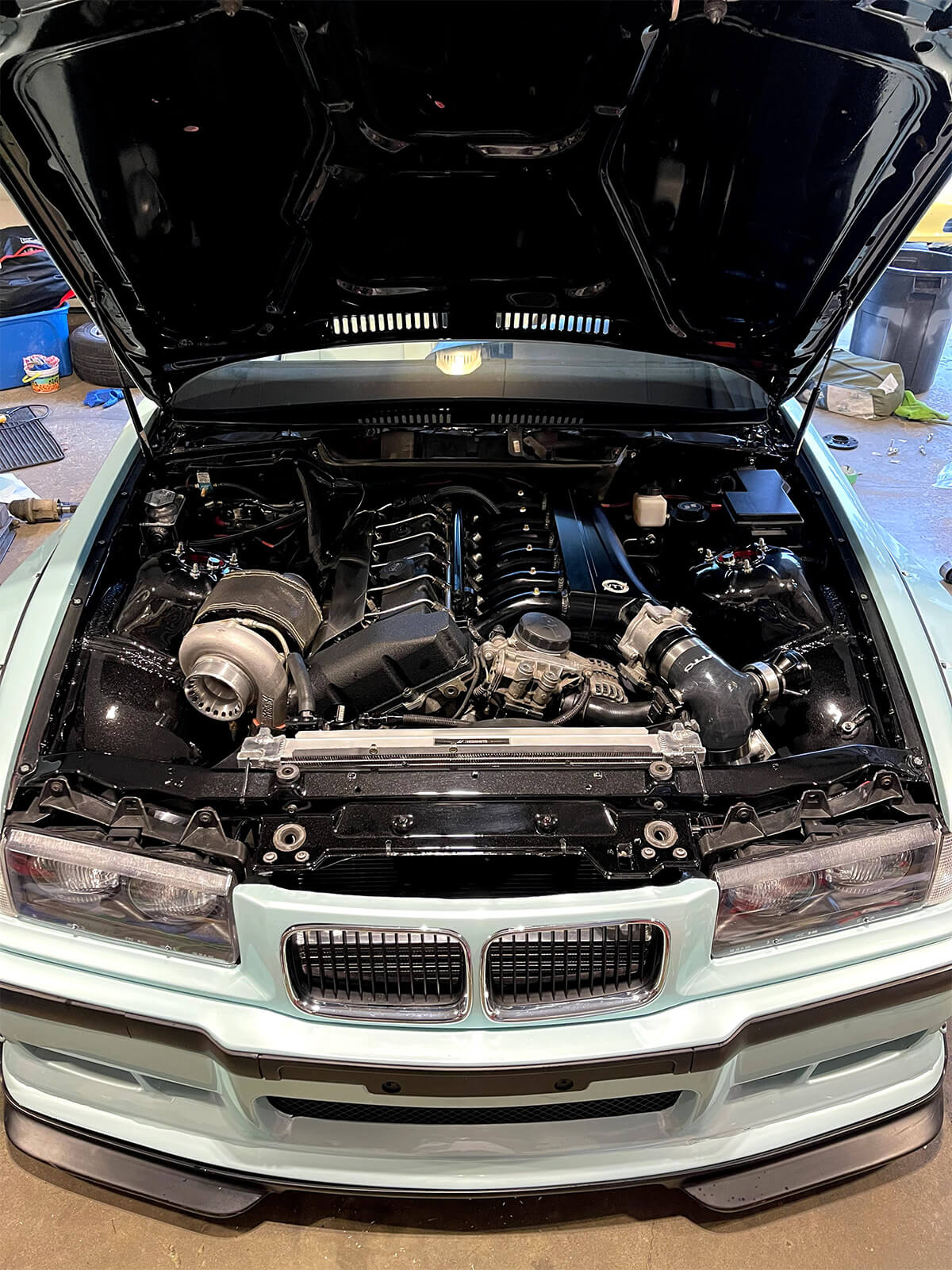 BMW E36 n54 engine swap doc race single turbo kit twin scroll precision 6266